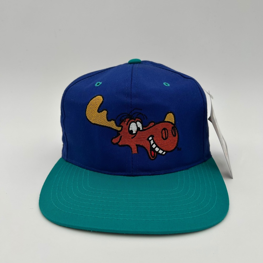NWT Vintage 1993 American Needle Bullwinkle Snapback Hat Blockhead phic